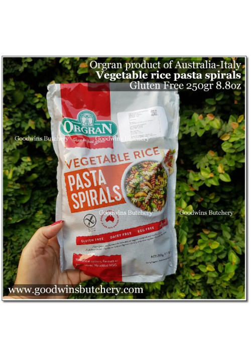 Gluten free Australia-Italy ORGRAN PASTA VEGETABLE & RICE SPIRAL 250g 8.8oz